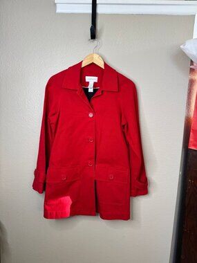 Vintage Liz Claiborne Women's Red Coat Size S long sleeve peacoat 1990s